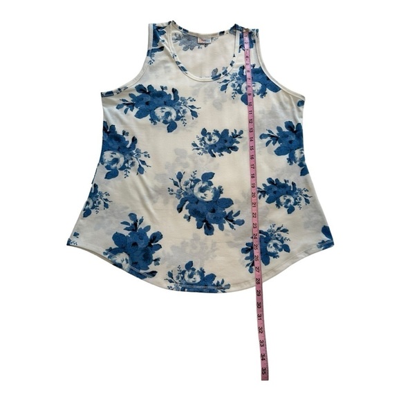 LuLaRoe Blue Floral Tank Top - Size Large - Picture 5 of 5